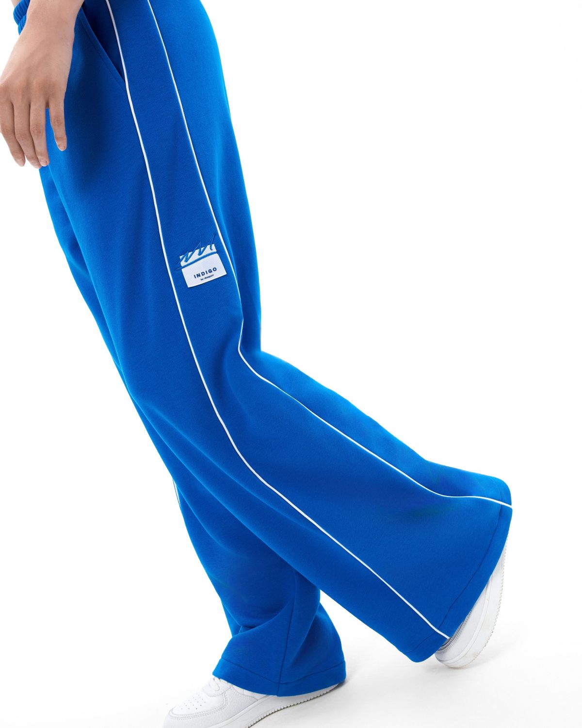 Брюки широкие с контрастными кантами Indigo Nikasport, W3IND84-BLU, цвет синий