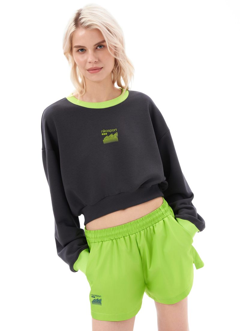 Укороченный свитшот Salat SOBOI, W2ST33-GPH, цвет графит