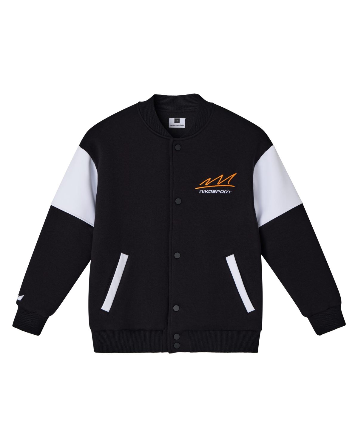 Бомбер из футера на подкладке SOBOI, SBG28-B-BLK/WHT, цвет черный + белый